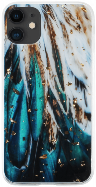 Apple iPhone 11 kemény hátlap Gold Glam Feathers