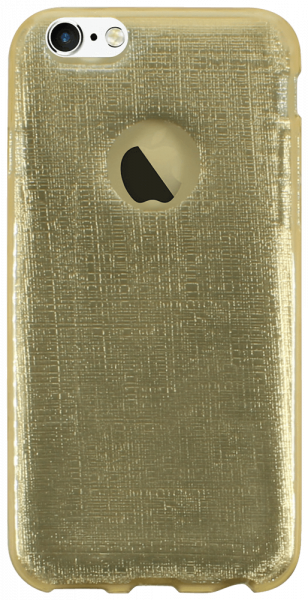 Apple iPhone 6 szilikon tok kivehető csillámporos réteg logónál átlátszó halvány sárga