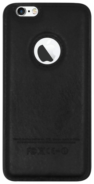 Apple iPhone 6S kemény hátlap logó kihagyós bőrbevonatú fekete