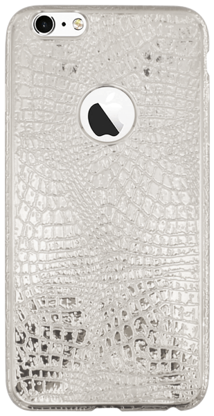 Apple iPhone 6S szilikon tok logó kihagyós krokodilbőr mintás ezüst