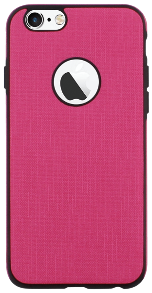 Apple iPhone 6 szilikon tok logó kihagyós szövetminta rózsaszín
