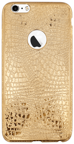 Apple iPhone 6 szilikon tok logó kihagyós krokodilbőr mintás arany