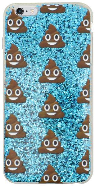 Apple iPhone 6 Plus kemény hátlap emoji mintás, flitteres kék