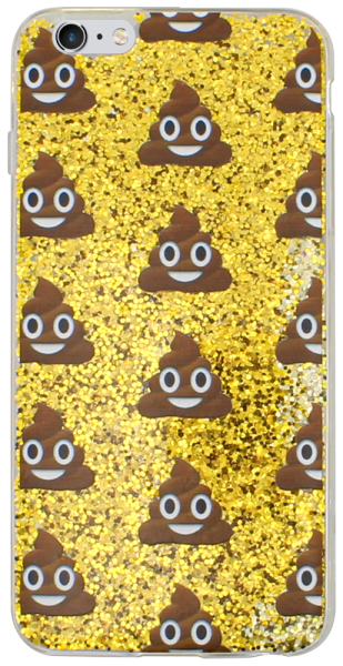 Apple iPhone 6S Plus kemény hátlap emoji mintás, flitteres arany