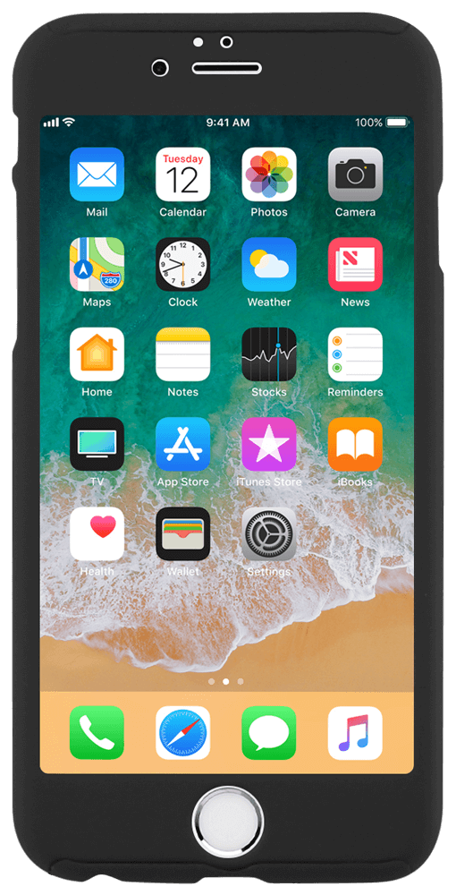 Apple iPhone 6S kemény hátlap logó kihagyós 360 ° védelem fekete