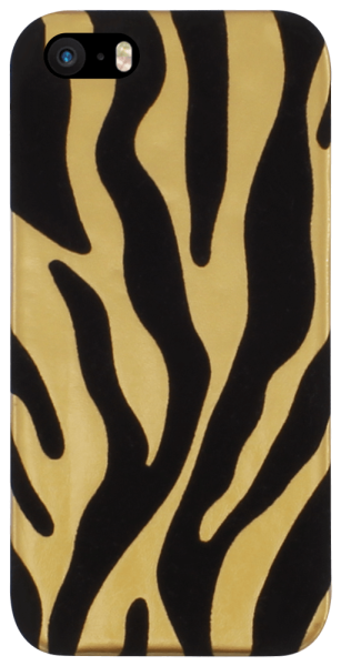 Apple iPhone SE (2016) kemény hátlap szőrmés zebra mintás fekete/arany