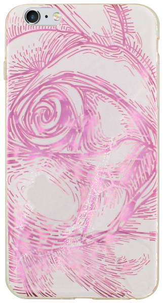 Apple iPhone 6S Plus szilikon tok rózsaszín rózsa mintás fehér