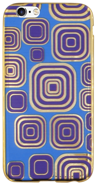 Apple iPhone 6S szilikon tok arany kockaminta kék