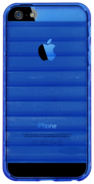 Apple iPhone 5 szilikon tok vízszintes barázdákkal átlátszó kék