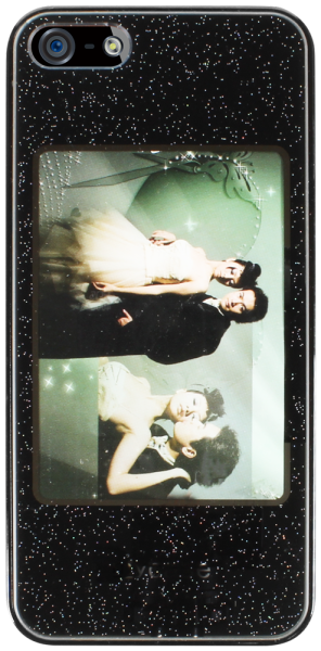 Apple iPhone SE (2016) kemény hátlap cserélhető képpel csillogó fekete