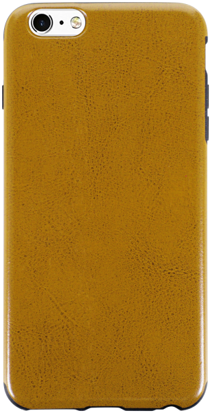 Apple iPhone 6 Plus szilikon tok fekete keret bőrhatású mustársárga