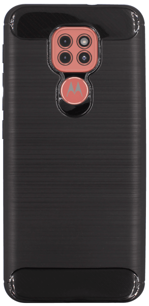 Motorola Moto E7 Plus ütésálló szilikon tok szálcsiszolt-karbon minta légpárnás sarok fekete