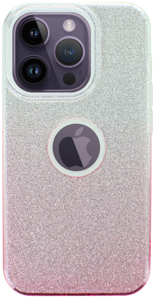Apple iPhone 14 Pro szilikon tok csillogó hátlap logó kihagyós rózsaszín/ezüst