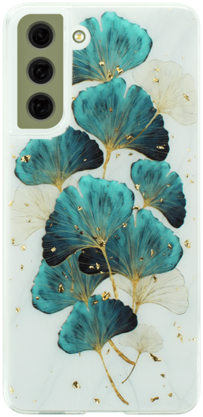 Samsung Galaxy S21 FE kemény hátlap Gold Glam Leaves