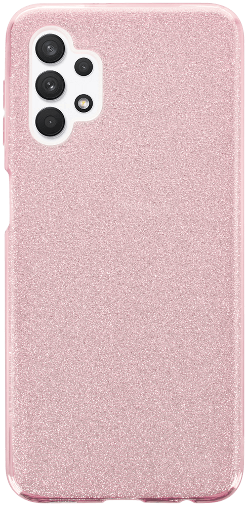 Samsung Galaxy A32 5G (SM-A326) szilikon tok kivehető ezüst csillámporos réteg halvány rózsaszín