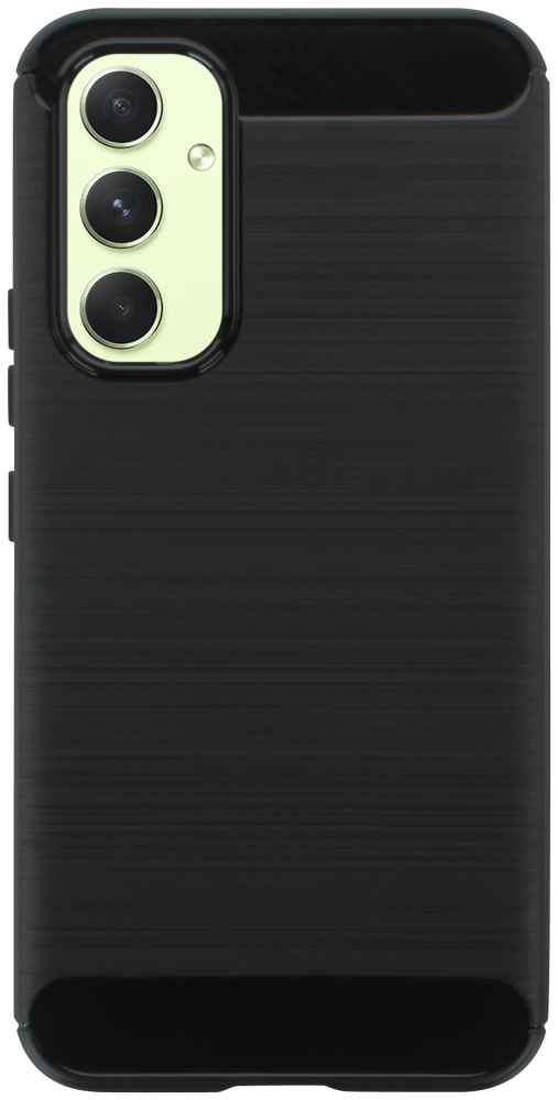 Samsung Galaxy A54 (SM-A546B) ütésálló szilikon tok szálcsiszolt-karbon minta légpárnás sarok fekete