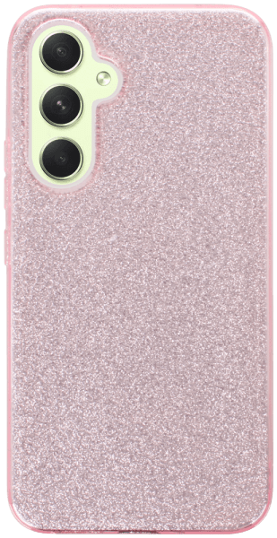 Samsung Galaxy A54 (SM-A546B) szilikon tok kivehető ezüst csillámporos réteg halvány rózsaszín