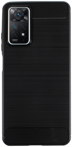 Xiaomi Redmi Note 11 Pro ütésálló szilikon tok szálcsiszolt-karbon minta légpárnás sarok fekete