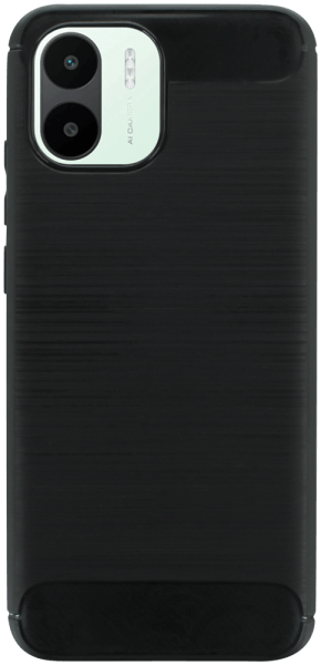 Xiaomi Redmi A2 ütésálló szilikon tok szálcsiszolt-karbon minta légpárnás sarok fekete