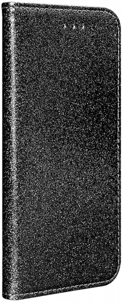 Samsung Galaxy S20 5G (SM-G981F) oldalra nyíló flipes bőrtok csillámos fekete
