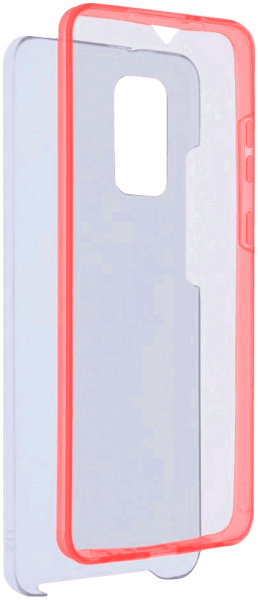 Samsung Galaxy S20 Ultra 5G (SM-G988B) kemény hátlap szilikon előlap piros kerettel 360° védelem átlátszó