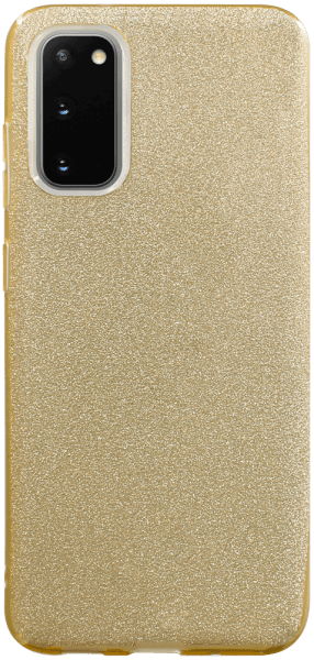 Samsung Galaxy S20 5G (SM-G981F) szilikon tok kivehető ezüst csillámporos réteg halvány sárga