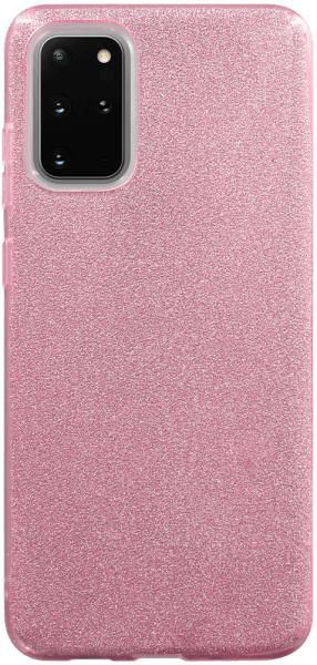 Samsung Galaxy S20 Plus 5G (SM-G986F) szilikon tok kivehető ezüst csillámporos réteg halvány rózsaszín