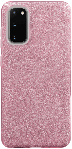 Samsung Galaxy S20 5G (SM-G981F) szilikon tok kivehető ezüst csillámporos réteg halvány rózsaszín