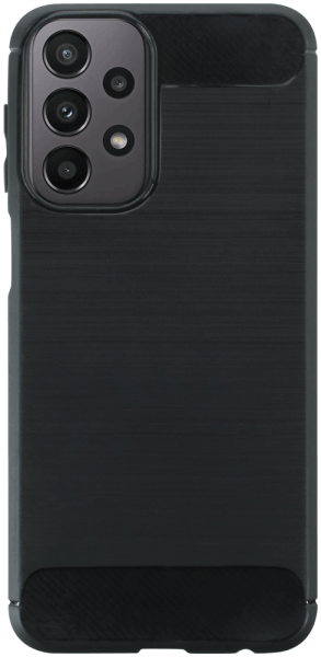 Samsung Galaxy A23 5G (SM-A236B) ütésálló szilikon tok szálcsiszolt-karbon minta légpárnás sarok fekete