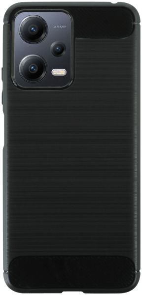 Xiaomi Redmi Note 12 5G ütésálló szilikon tok szálcsiszolt-karbon minta légpárnás sarok fekete