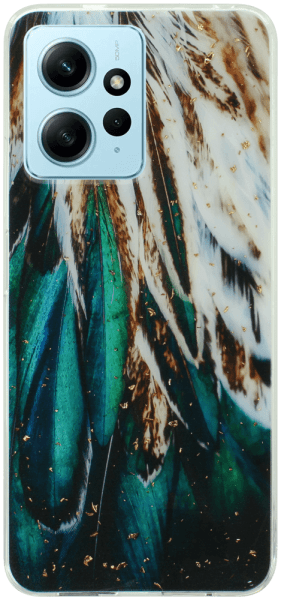 Xiaomi Redmi Note 12 4G kemény hátlap Gold Glam Feathers