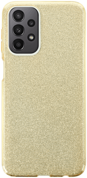Samsung Galaxy A23 5G (SM-A236B) szilikon tok kivehető ezüst csillámporos réteg halvány sárga