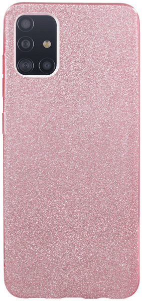 Samsung Galaxy A51 (SM-A515F) szilikon tok kivehető ezüst csillámporos réteg halvány rózsaszín