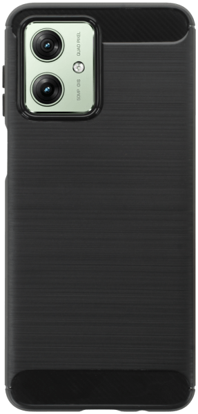 Motorola Moto G54 ütésálló szilikon tok szálcsiszolt-karbon minta légpárnás sarok fekete