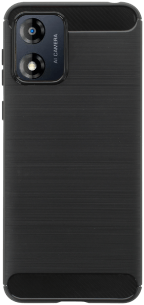 Motorola Moto E13 ütésálló szilikon tok szálcsiszolt-karbon minta légpárnás sarok fekete