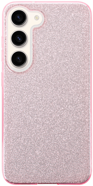 Samsung Galaxy S23 (SM-S911B) szilikon tok kivehető ezüst csillámporos réteg halvány rózsaszín