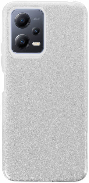 Xiaomi Redmi Note 12 5G szilikon tok kivehető ezüst csillámporos réteg átlátszó