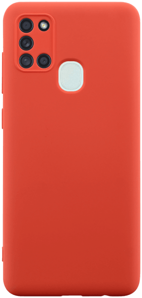 Samsung Galaxy A21s (SM-A217F) szilikon tok kameravédővel matt barackszínű