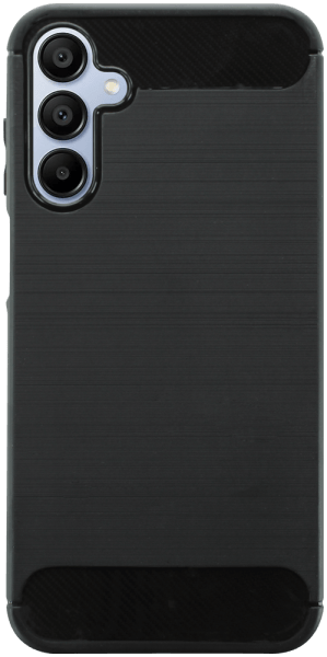 Samsung Galaxy A15 5G (SM-A156B) ütésálló szilikon tok szálcsiszolt-karbon minta légpárnás sarok fekete