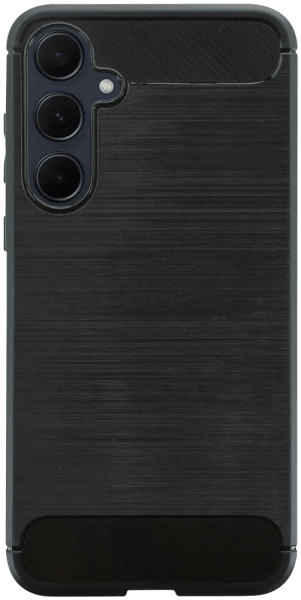 Samsung Galaxy A35 5G (SM-A356B) ütésálló szilikon tok szálcsiszolt-karbon minta légpárnás sarok fekete