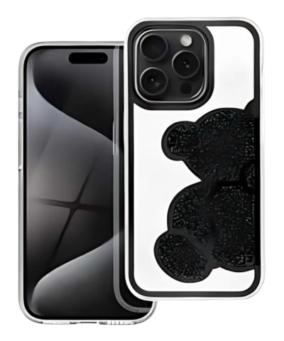 TEDDY BEAR Tok iPhone 15 Pro-hoz – Elegancia és Védelem fekete színben