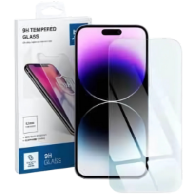 Edzett Üveg Blue Star – iPhone 15 Pro-hoz, 5D Teljes Borítás, Fekete Kerettel