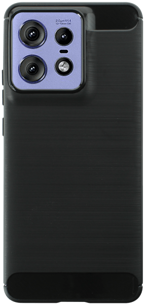 Motorola Edge 50 Pro ütésálló szilikon tok szálcsiszolt-karbon minta légpárnás sarok fekete
