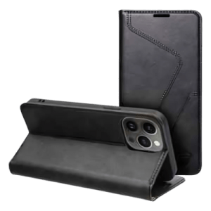 FORCELL F-PROTECT RFID blokkoló könyv tok iPhone 13 Pro Max-hoz – Fekete elegancia és adatvédelem