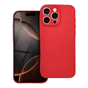 Apple iPhone 16 Pro Max szilikon tok kameravédővel matt piros