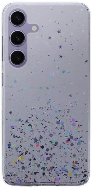 Samsung Galaxy S24 (SM-S921B) kemény hátlap szilikon kerettel flitteres átlátszó