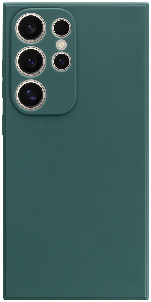 Samsung Galaxy S24 Ultra (SM-S928B) szilikon tok kameravédővel matt sötétzöld