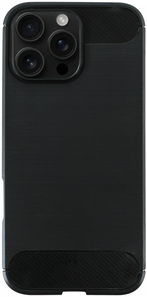 Apple iPhone 16 Pro Max ütésálló szilikon tok szálcsiszolt-karbon minta légpárnás sarok fekete