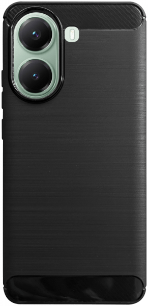 Xiaomi Poco X7 Pro ütésálló szilikon tok szálcsiszolt-karbon minta légpárnás sarok fekete