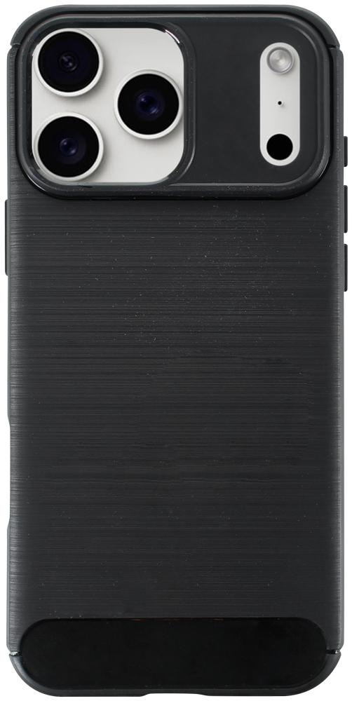Apple iPhone 17 Pro Max ütésálló szilikon tok szálcsiszolt-karbon minta légpárnás sarok fekete